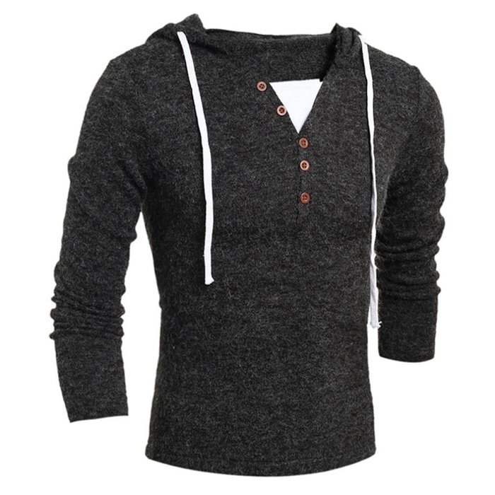 Men's Blouse,Laimeng Cotton Blend Autumn Winter Fashion Hooded Sweater Top Blouse (L, Wine Red)