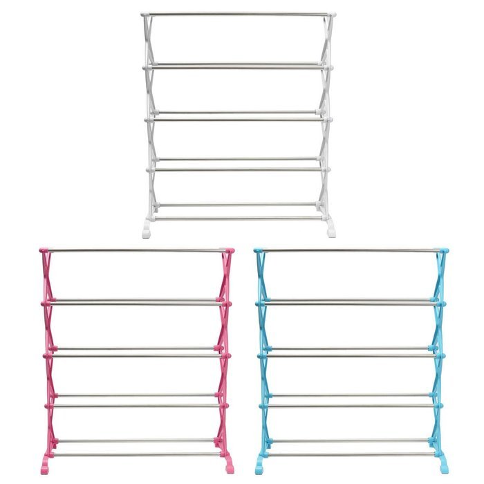 5 Tiers Stackable Stainless Steel Shoes Rack Stand Unit Display Shelf Save Storage Organizer Holders