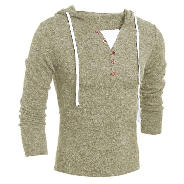 Men's Blouse,Laimeng Cotton Blend Autumn Winter Fashion Hooded Sweater Top Blouse (L, Wine Red) N2