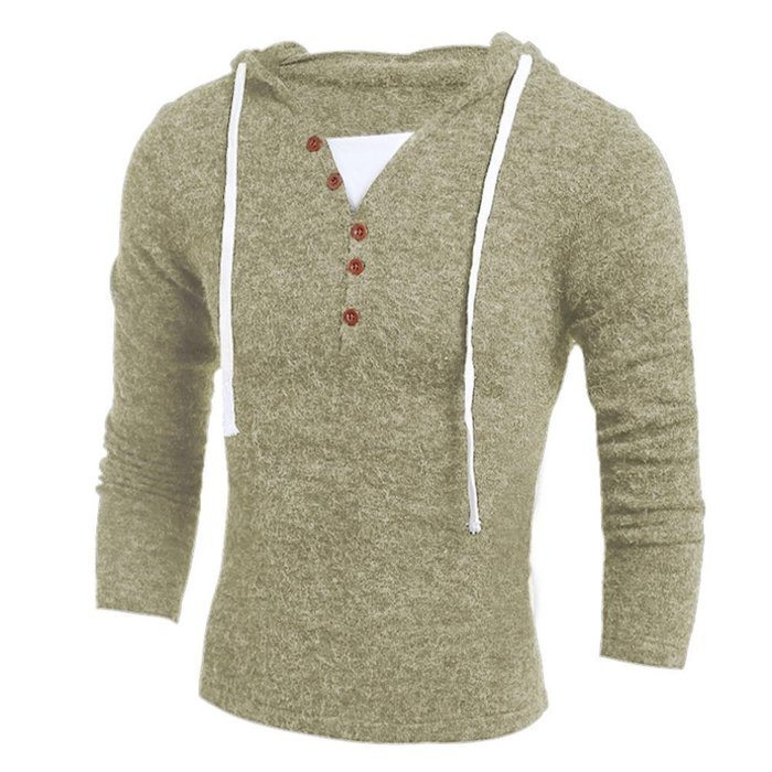 Men's Blouse,Laimeng Cotton Blend Autumn Winter Fashion Hooded Sweater Top Blouse (L, Wine Red) N3