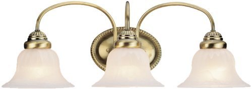Livex Lighting 1533-01 Edgemont 3 Light Vanity Antique Brass with White Alabaster Glass by Livex Lighting