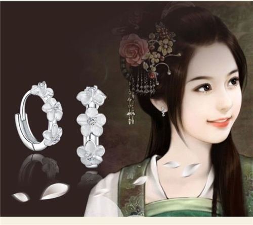 New Fashion Women Silver Plated Flower Crystal Rhinestone Stud Hoop Earrings N5
