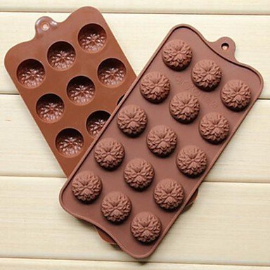 Sher 15 Hole Sunflower Shape Cake Ice Jelly Chocolate Molds,Silicone 22&iexcl;&Aacute;10.5&iexcl;&Aacute;1.5 CM(8.7&iexcl;&Aacute;4.1&iexcl;&Aacute;0.6 INCH)