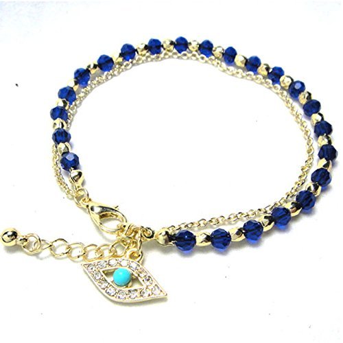 Fashion Women's Fashion Jewelry Charm Hamsa Hand Lucky Evil Eye Beads Bracelet (wine red) N2