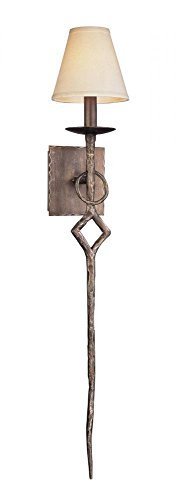 Troy Lighting Pompeii 34H 1-Light Wall Sconce - Pompeii Silver Finish with Hardback Linen Shade by Troy