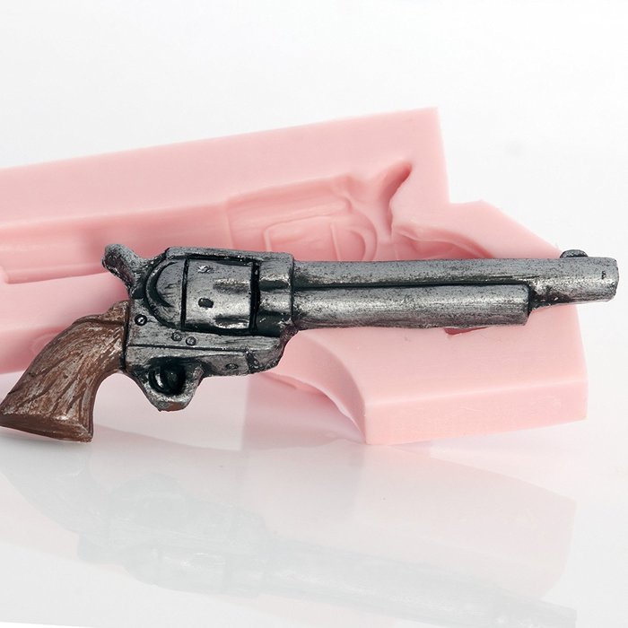 Long Pistol Silicone Mold Easy to use with Fondant, Chocolate, Candy, Resin, Clay, Wax, Soap Embed. Western Pistol...