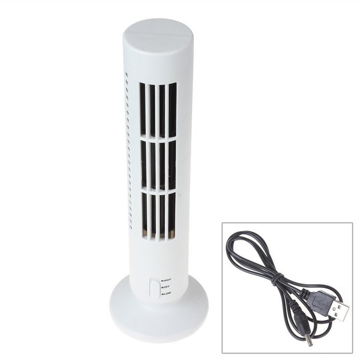 OriGlam&reg; Portable USB Bladeless Fan Air Conditioner Home Desk Tower Cooling Fan (White) N6