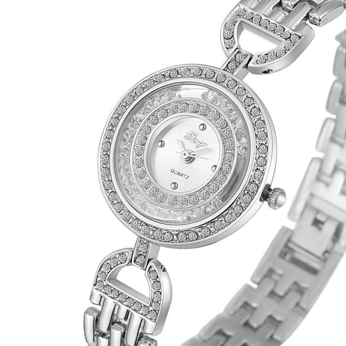 AutumnFall Women's Swarovski Crystal Accented Gold-Tone and Black Bangle Watch with Bracelet Set (609GB) N53