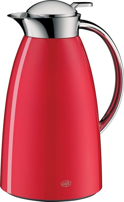 alfi Gusto Glass Vacuum Lacquered Metal Thermal Carafe for Hot and Cold Beverages, 1.0 L, Red