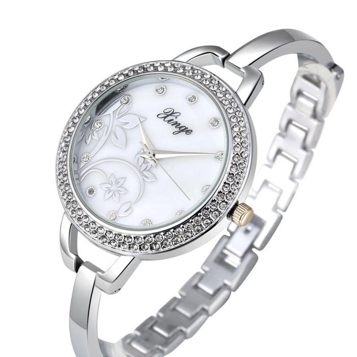 AutumnFall Women's Swarovski Crystal Accented Gold-Tone and Black Bangle Watch with Bracelet Set (609GB) N60
