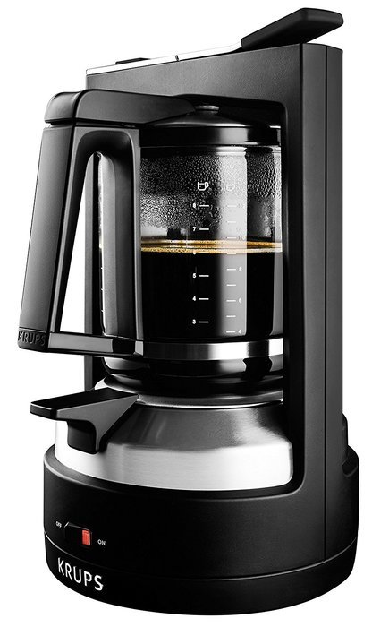 KRUPS KM4689 Moka Brewer Coffee Maker Machine with Permanent Filter and Glass Carafe, 10-Cup, Black N2