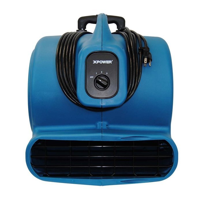 XPOWER P-800H 3/4 HP 3200 CFM 3 Speeds Professional Air Mover Careprt Dryer Fan with Telescopic Handle & Wheels N5