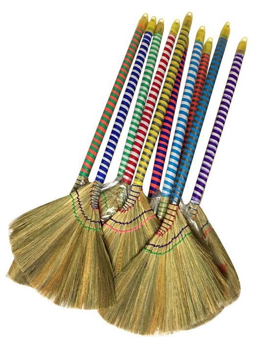 Caravelle Choi Bong Co Vietnam Hand Made Straw Soft Broom with Colored Handle 12" Head Width, 40" Overall Length...