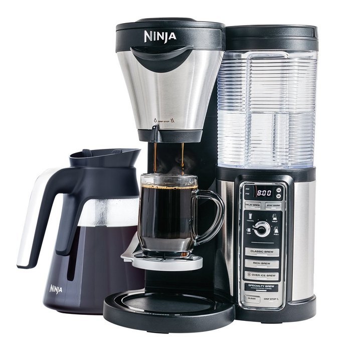 Ninja Coffee Bar Brewer with Glass Carafe and Reusable Filter (CF081) with Aroma Stainless Steel One Serving Milk...