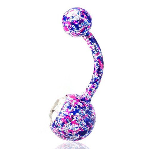 Rhinestone Dangle Body Piercing Jewelry Ball Barbell Bar Belly Button Navel Ring N15