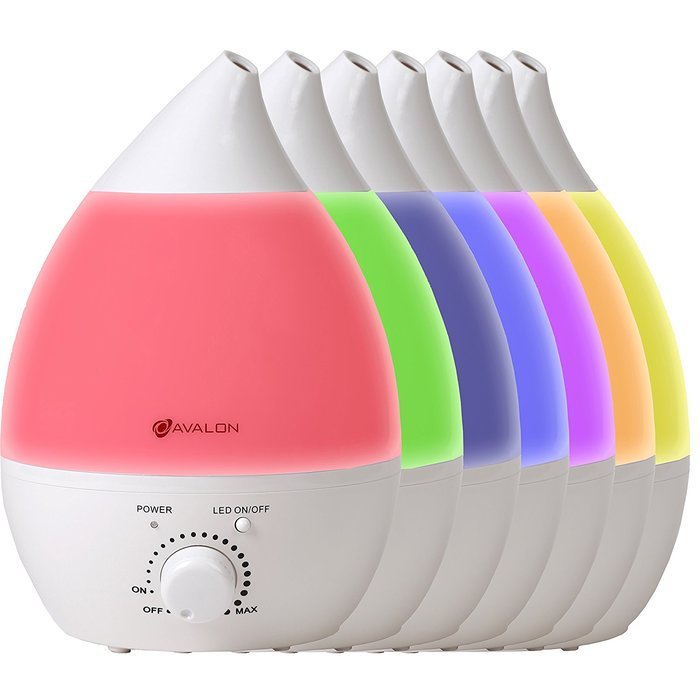 Avalon 2.8 Liter Aromatherapy Cool Mist Ultrasonic Humidifier Essential Oil Drop Diffuser, With 7 Adjustable LED... N6