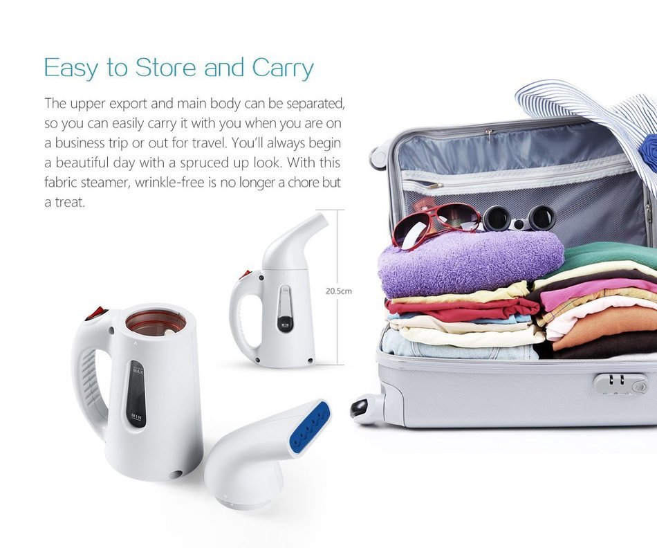 Easehold Travel Garment Steamer Handheld Portable Mini Fabric Steamer 60-second Heat-Up 8 Minutes of Steam 140ml... N4