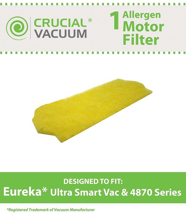 Eureka Ultra Smart Vac Vacuum Motor Filter Part # 70082, Fits Eureka 4870 models, Designed & Engineered by Crucial...