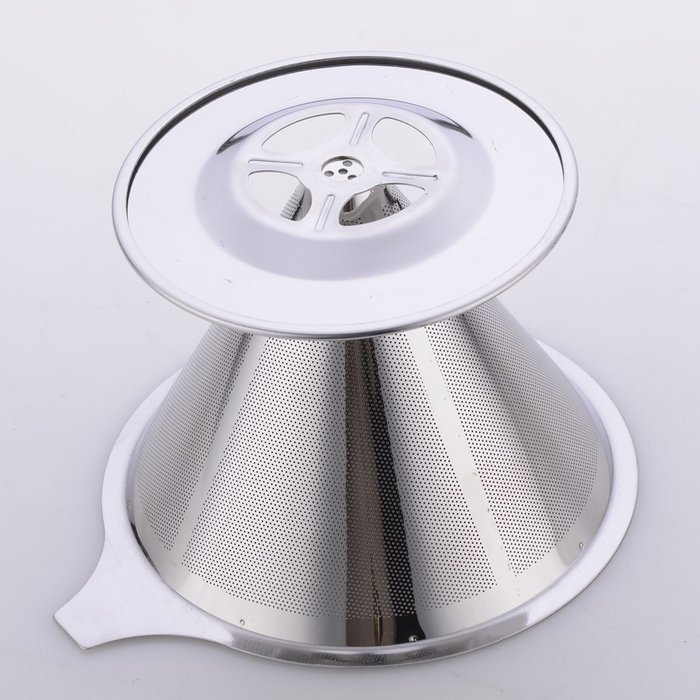 Ziselu Stainless Steel Pour Over Coffee Dripper - Reusable Double Layer Mesh Filter and Coffee Scoop N2