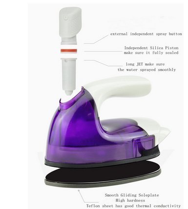 MorningRising Mini Travel Iron, Mini Wired Water Spray Steam Electric Iron for Traveling (Purple) N4