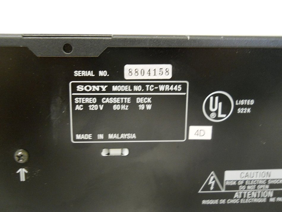 Sony TC-WR445 Dual Stereo Cassette Deck Auto Reverse DC Servo Controlled Motor High Density Head