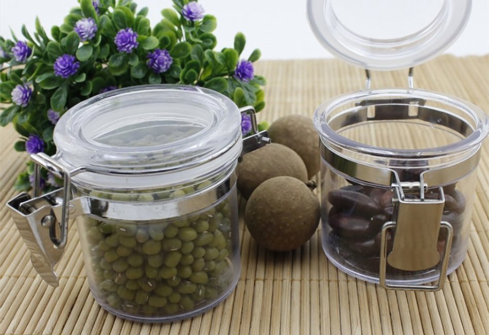 Bestwoo Plastic Tea Tin Coffee & Spice Storage Canisters with Latch,Set of 3,200ML
