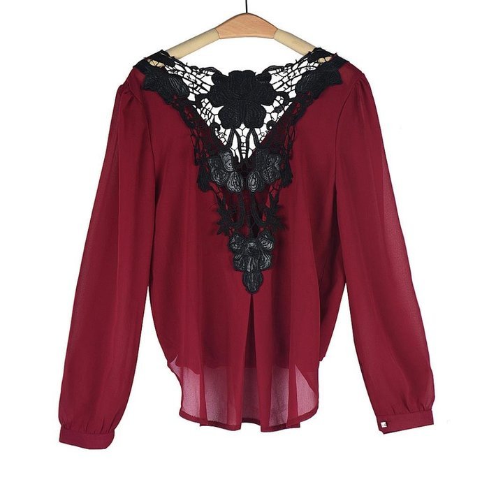 Loose T-shirt ,BeautyVan Women V-neck Tops Long Sleeve Shirt Casual Blouse Loose T-shirt (M, Red)
