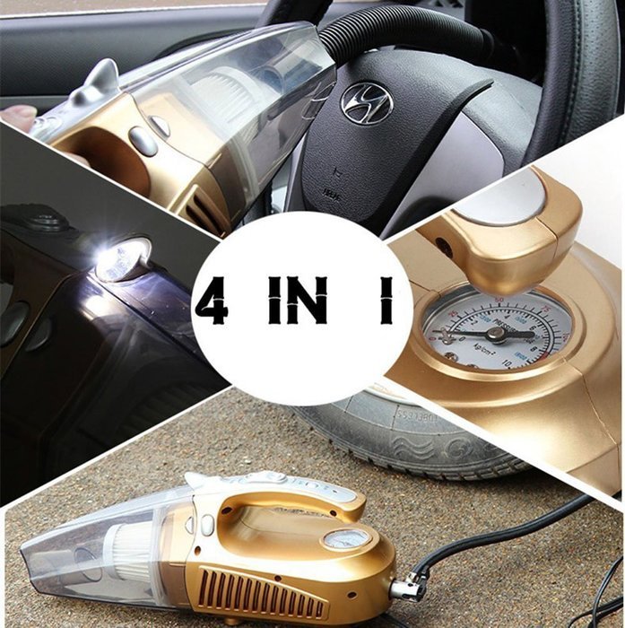 Car Vacuum Cleaner, Ideashop 4 in 1 Protable 12V 100W Handheld Auto Vacuum Cleaner Wet and Dry Dual-use With LED... N4