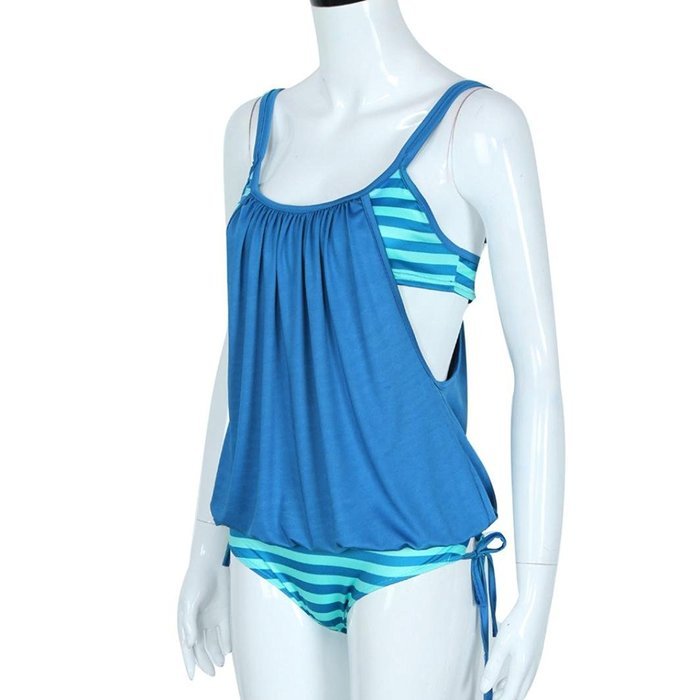 HOT Sale!MOKINGTOP,Canserin Women Striped Splicing Spaghetti Strap Swimwear N3