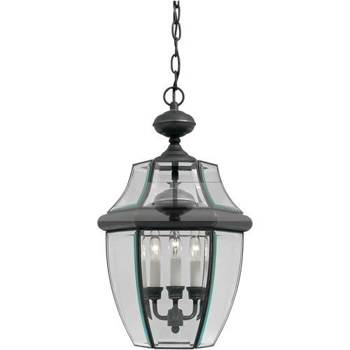Forte Lighting 1605-03-14 Traditional 3-Light Exterior Hanging Lantern with Clear Beveled Glass, Royal Bronze...