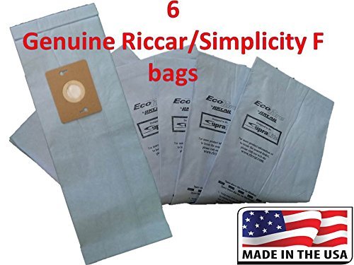6 Genuine Riccar / Smplicity Type F Ecopure Vacuum Bags N3