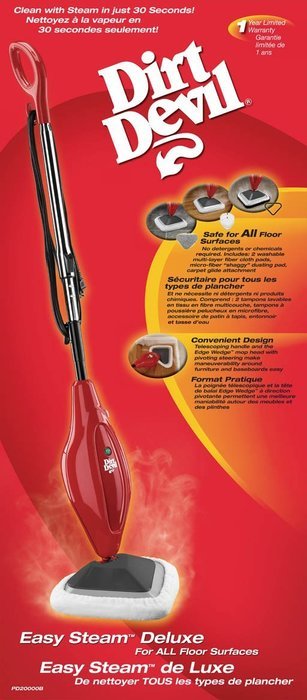 Dirt Devil Easy Steam Mop with Bonus Pads & Glide, PD20000B