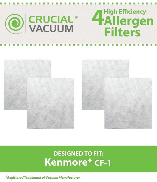 4 Kenmore CF1 Double Layer Sears Progressive Allergen Foam Filters, Fits Kenmore Progressive & Whispertone, Replaces...