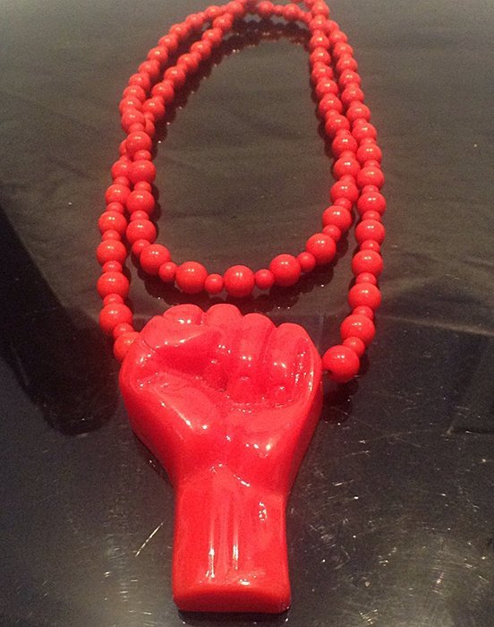 Limited edition Hand made "Power to the people" pendent beads necklace N4