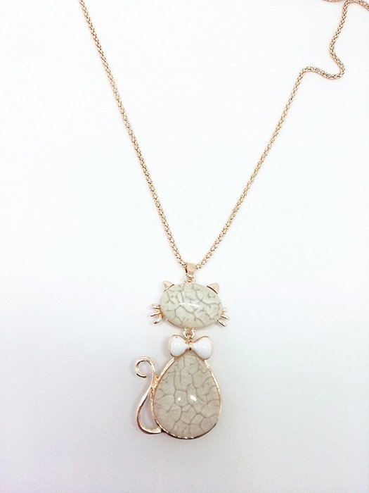QTMY cute crack Cat Rhinestone Statement Choker Long Necklace Jewelry with Pendant for Women teen girls N3