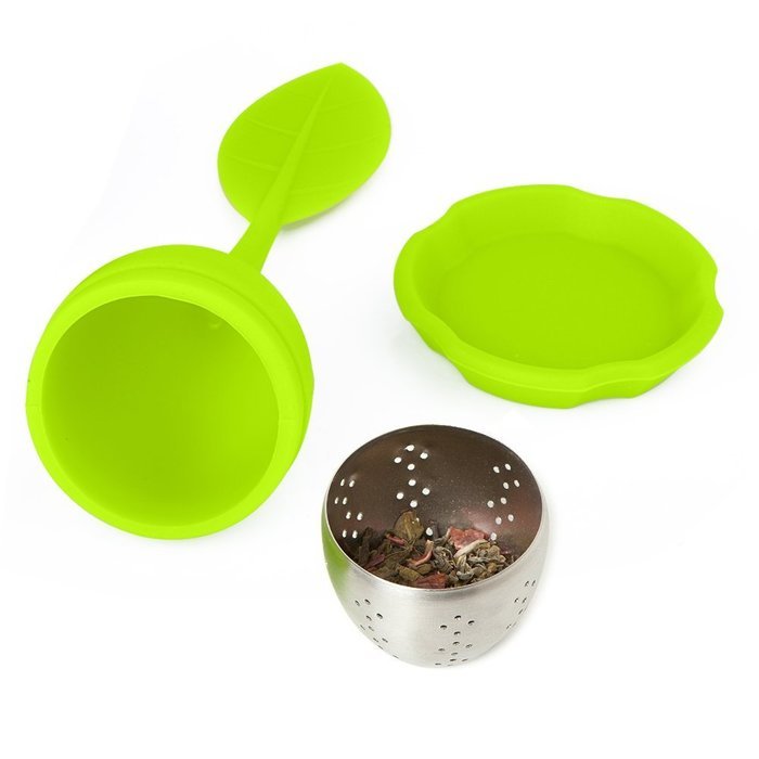Tea Infuser, CCLV 4-Pack Silicone Tea Infuser Handle Stainless Steel Strainer Filter with Drip Tray N2
