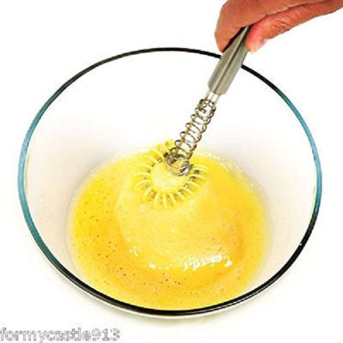 8" Stainless Steel Mini Saucinator Whisk with Silicone Coil Heat Resistant 480 F
