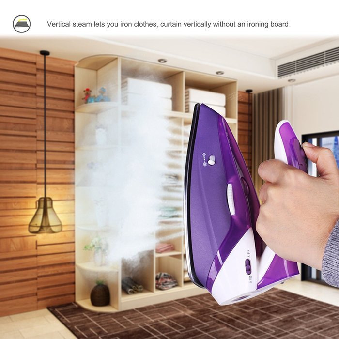 ZZ TI962-P Dual Voltage Travel Steam Iron with Stainless Steel Soleplate 1000 Watt, Purple N5