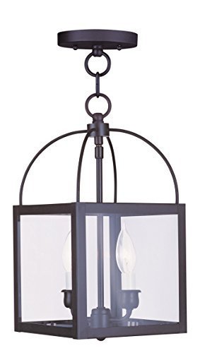 Livex Lighting 4041-07 Milford 2-Light Convertible Chain Hang/Ceiling Mount, Bronze by Livex Lighting