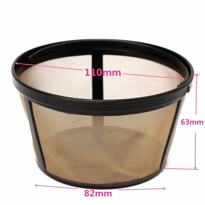 KINGSO Basket-Style Gold Permanent Coffee Filter for 10-12 Cups Pack of 2