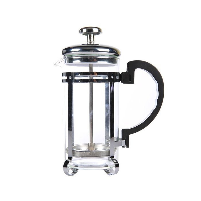 XHHOME French Press Coffee Pot 12oz, Stainless Steel Case,Heat-resistant Glass Pot,Stainless Mesh Filter (Silver)