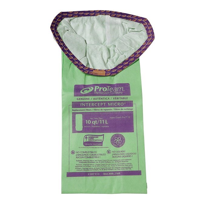 Proteam SuperCoach Vacum Bags, Commercial-Grade Proteam SuperCoach Pro 10 Vacum Bag Filters -- Traps Dangerous...
