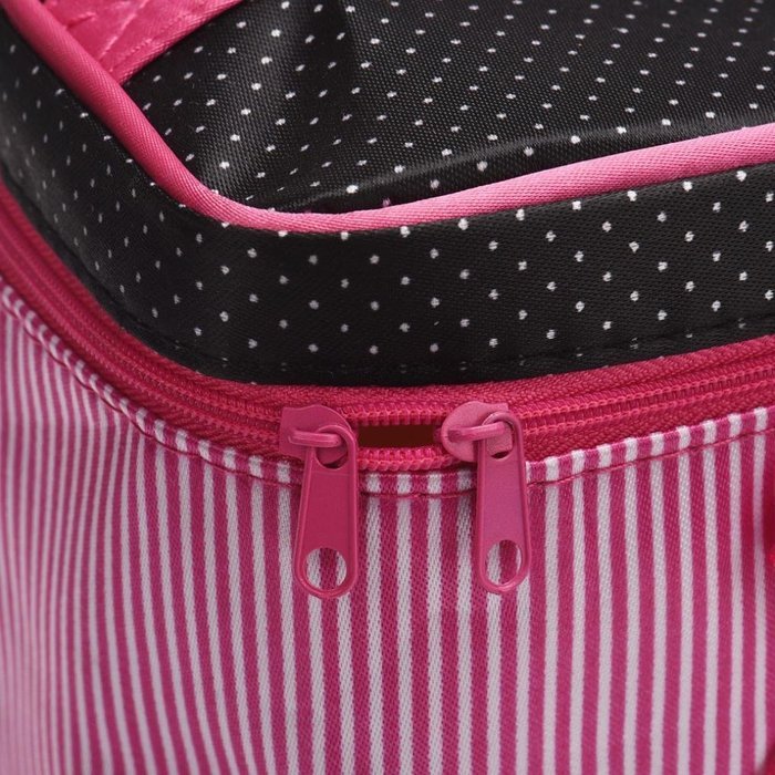 Cosmetic Bag, Bolayu Square Bow Stripe (Hot Pink) N4