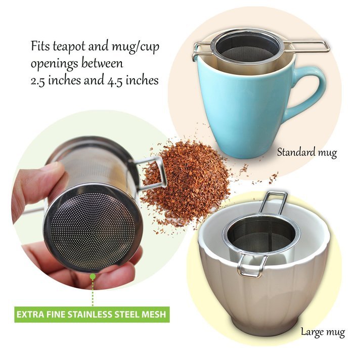Stainless Steel Tea Infuser + Tea Scoop Spoon, Extra Fine Mesh Filter Loose Leaf Tea Strainer with 4.5 Inch Long... N2