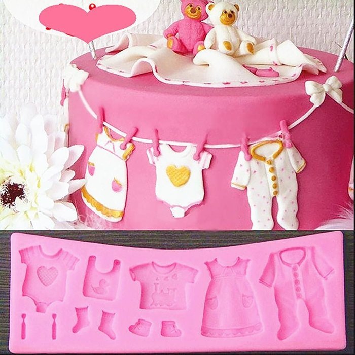 Huayang|Silicone Cute 3D Baby Clothes Fondant Mold Cake Chocolate Baking Tool Decoration N3