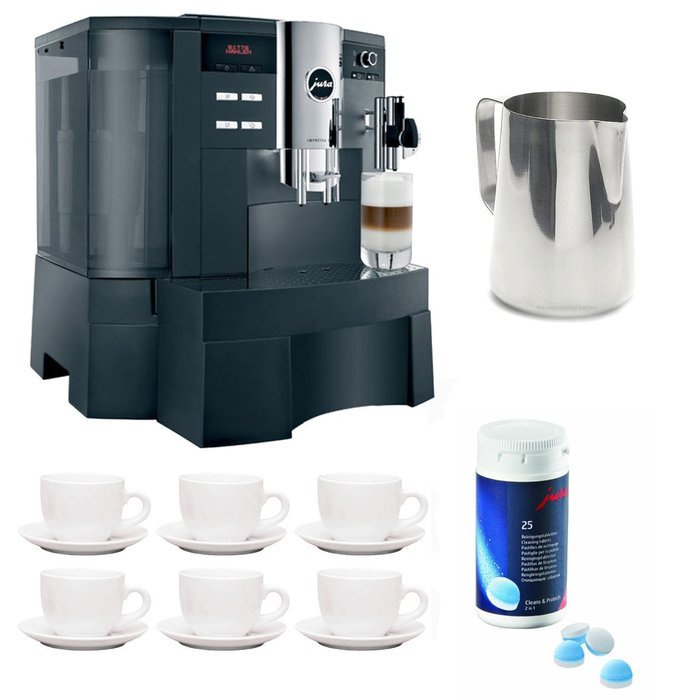 Capresso Jura Impressa XS90 One Touch Automatic Coffee Center , 6-Piece Espresso Cup Saucer Set + Decalcifier...