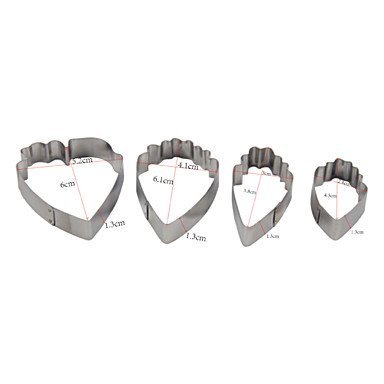 Sher FOUR-C 4pcs Stainless Steel Heart Peony Flower Biscuit Cake Cookie Cutters Baking Mould Cookie Fondant Decorating...