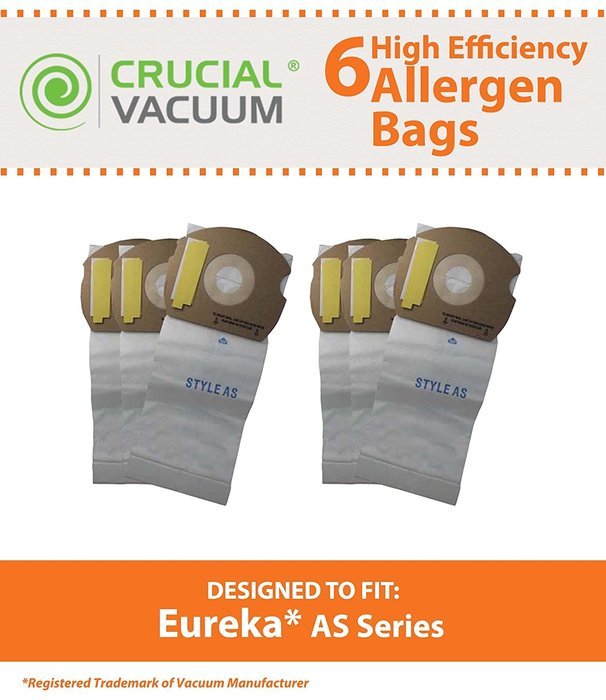 6 Eureka AS Micro Allergen Vacuum Bags Designed To Fit Eureka AS Series Upright Vacuums, Compare To Part # 66655...