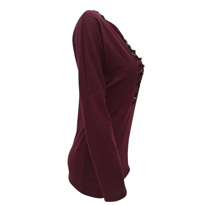Women's Blouse,Laimeng Autumn Winter Open Collar Bandage Bat Sleeve Sweater Coat Blouse (XL, Wine Red)