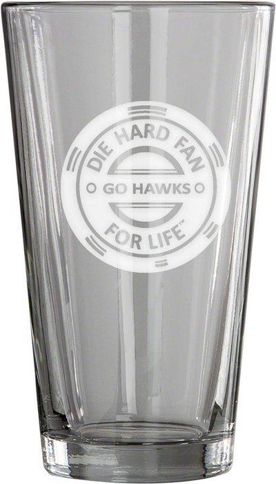 Clearsnap Go Hawks Die Hard Fan Ware Glass, 14 oz., Clear